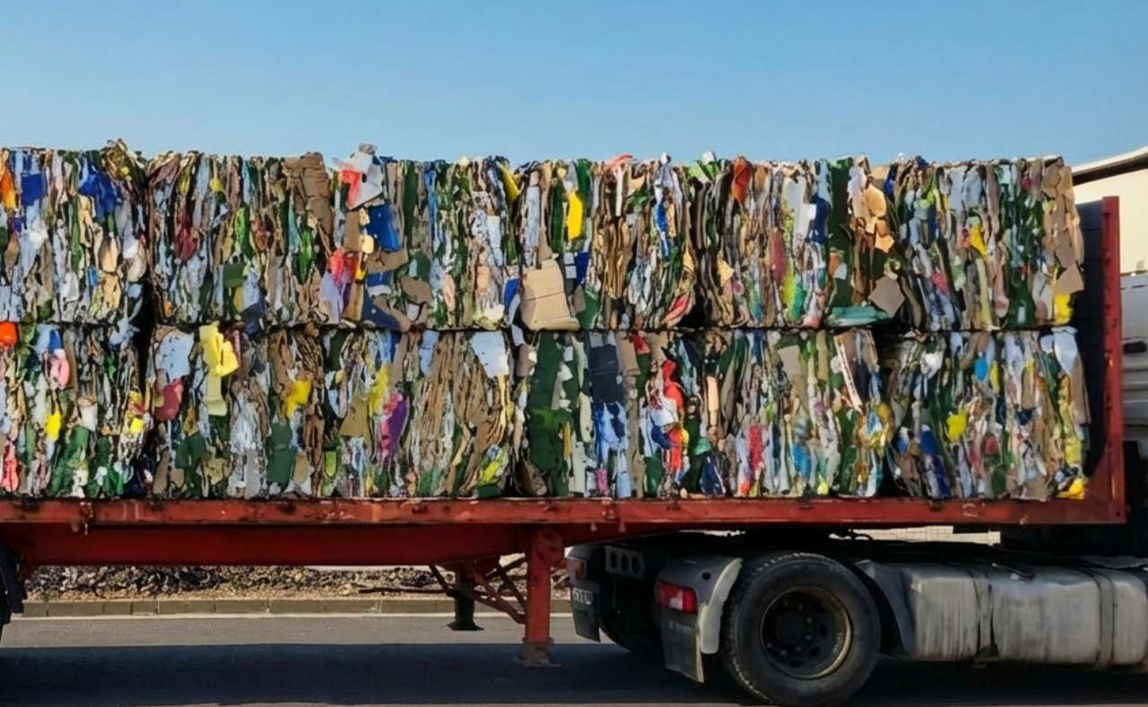 large-scale recycled material bales for industrial moisture measurement and processing by Dunakontroll
