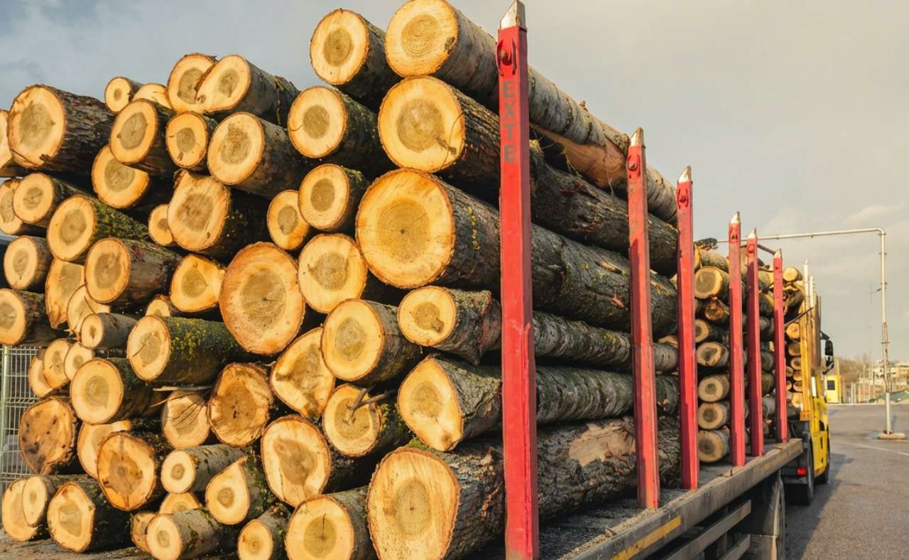 industrial wood log transport and bulk material handling with moisture measurement by Dunakontroll
